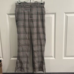 Bershka Jersey Cropped Kickflare Plaid Pants with slit